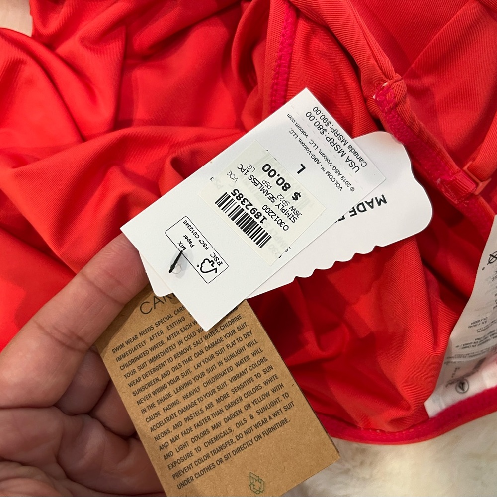 Nwt Red Volcom Bathing Suit Size L - image 7